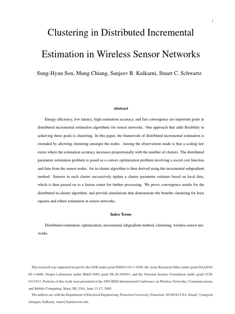 Clustering for Efficient Sensor Estimation | PDF