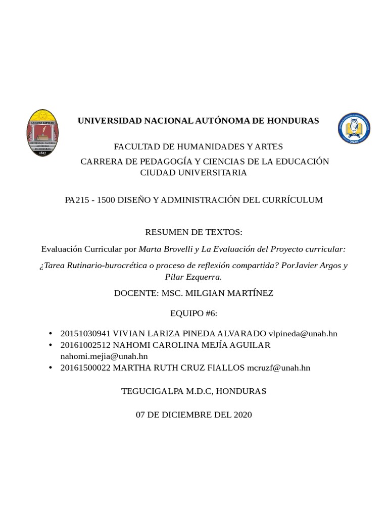 Evaluación Curricular en Educación | PDF | Evaluación | Plan de estudios