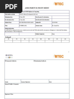 Assignment 01 Front Sheet: Qualification BTEC Level 5 HND Diploma in Computing Unit Number and Title Submission Date