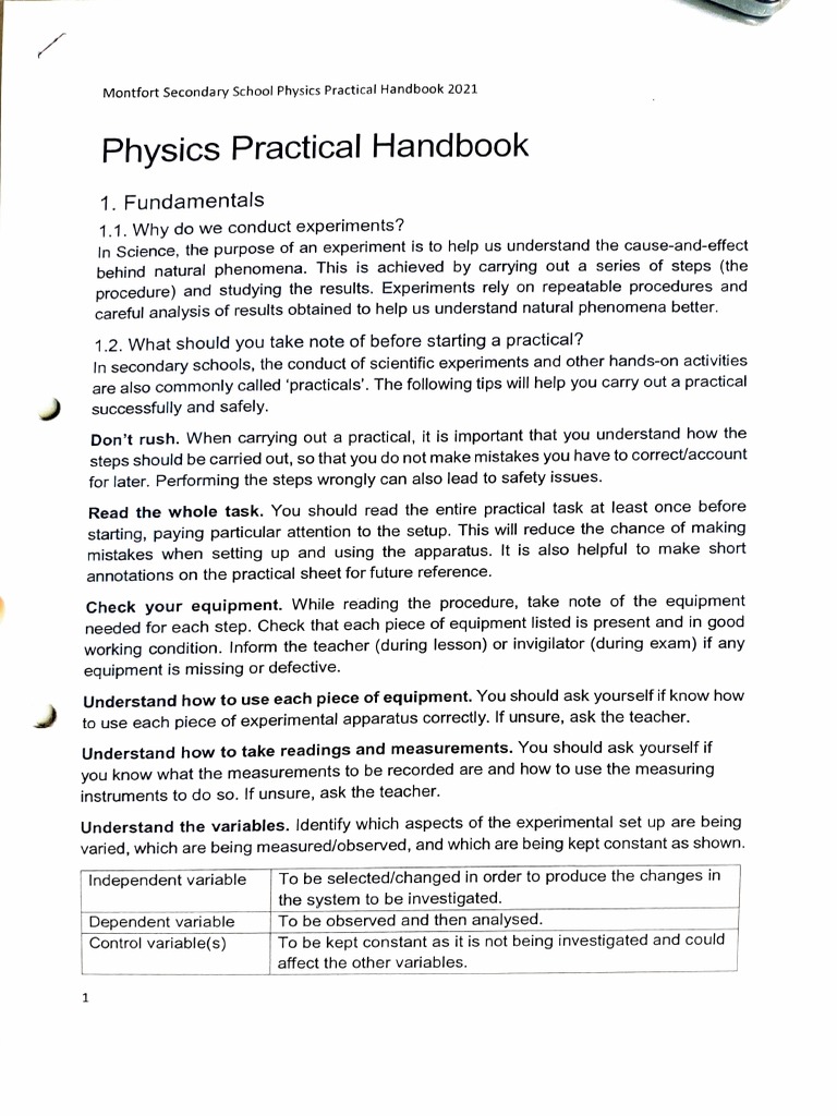 Montfort Physics Practical Handbook 2021 | PDF | Weighing Scale | Metrology