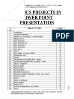 Physics Projects in Power Point Presentation: S. NO Project Title Pages