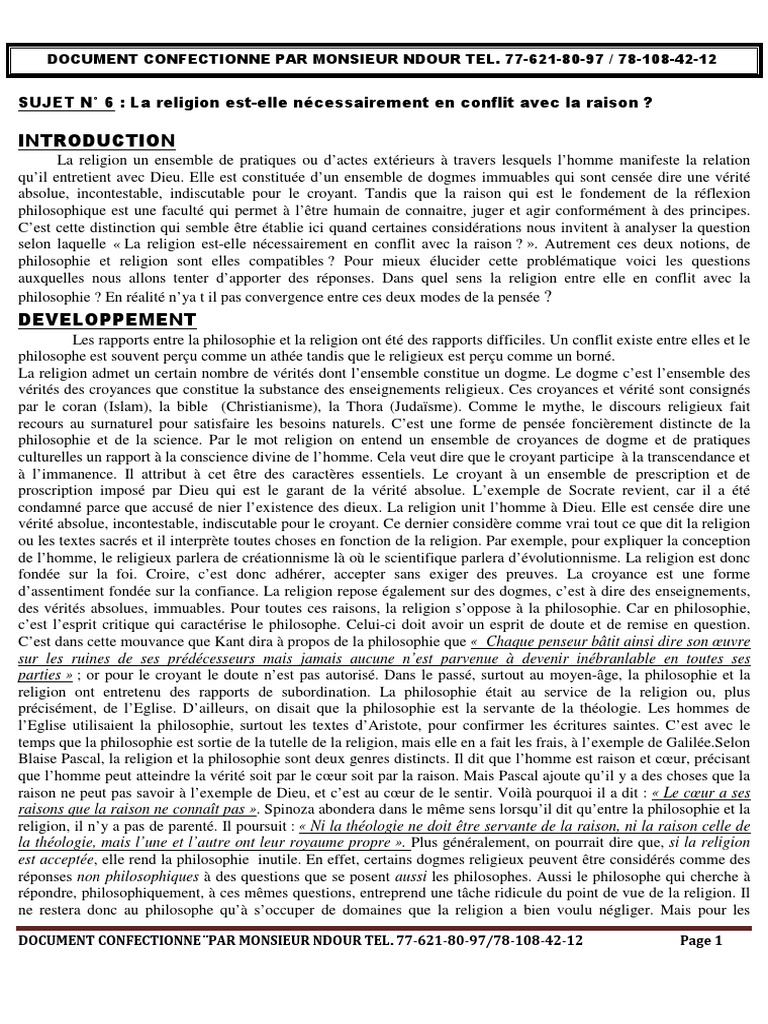 Philosophie et Religion : Conflit ou Alliance ? | PDF | Dogme | Dieu