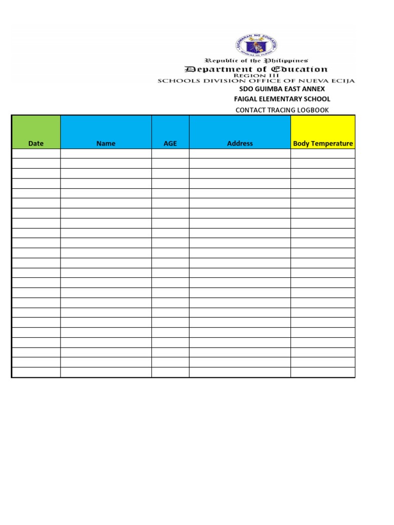 Contact Tracing Form PDF