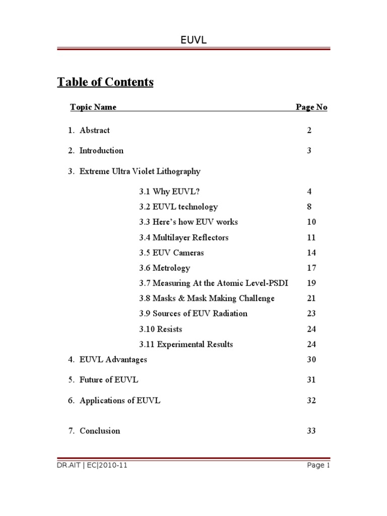 Extreme Ultra Violet Lithography | PDF | Technology & Engineering