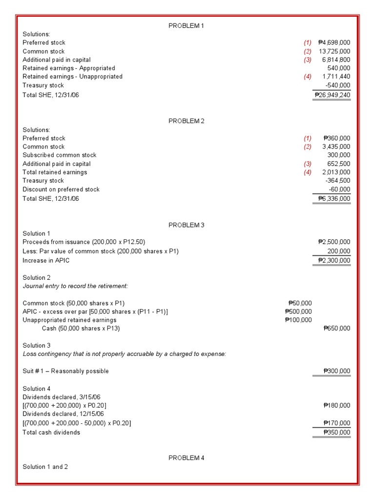 Journal Entry To Record The Retirement PDF Preferred Stock Treasury Stock