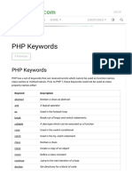 PHP Keywords Reference