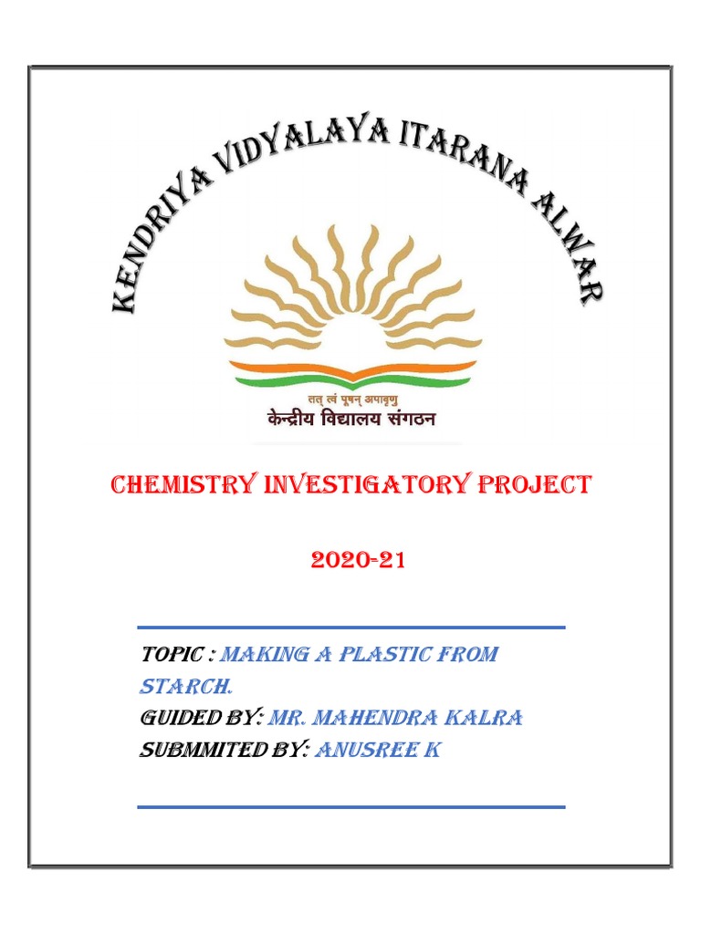 Biodegradable Plastic from Starch Project | PDF | Starch | Polymers