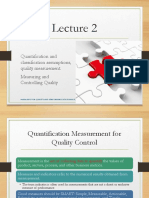 Quantification and Classification Assumptions, Quality Measurement. Measuring and Controlling Quality