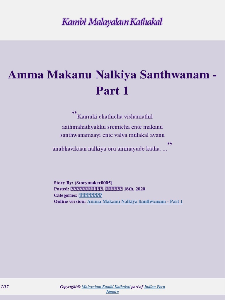 Kambi Kathakal - Amma Makanu Nalkiya Santhwanam 1 | PDF