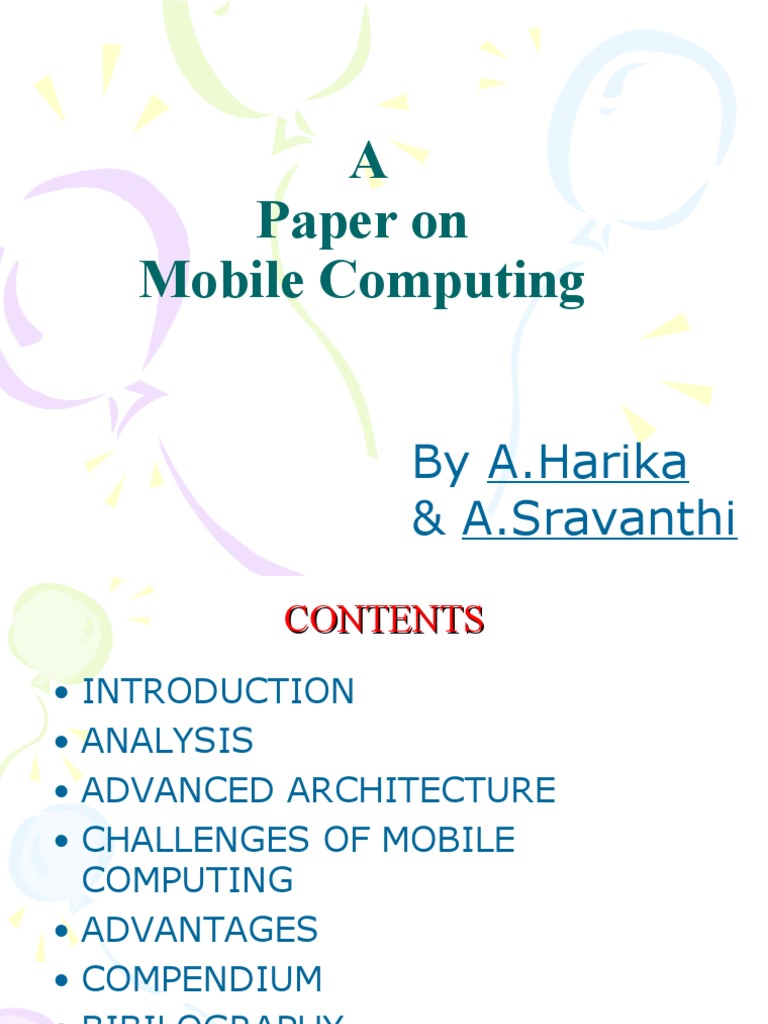 Mobile Computing: Trends and Challenges | PDF | Mobile Phones ...