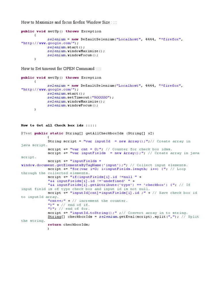 Selenium Code Examples PDF Regular Expression Parameter
