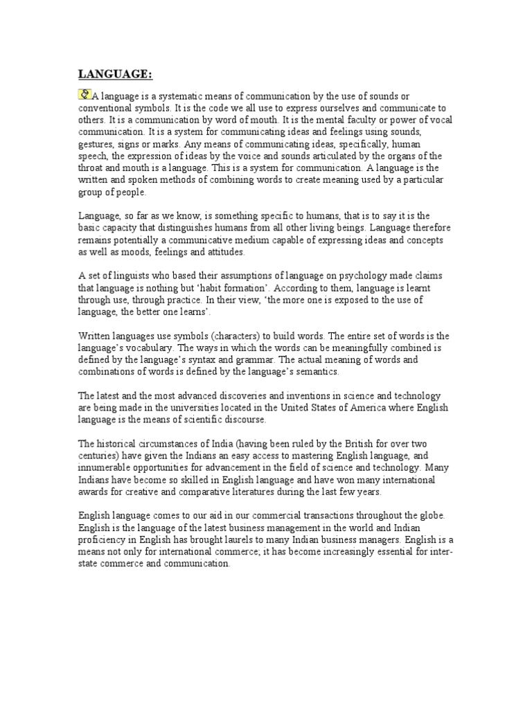 Importance of The English Language | PDF | Word | Semantics