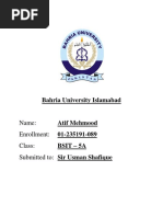 Bahria University Islamabad: Name: Enrollment: Class: Submitted To: Sir Usman Shafique