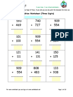 Addition Worksheet (Three Digits) : Name