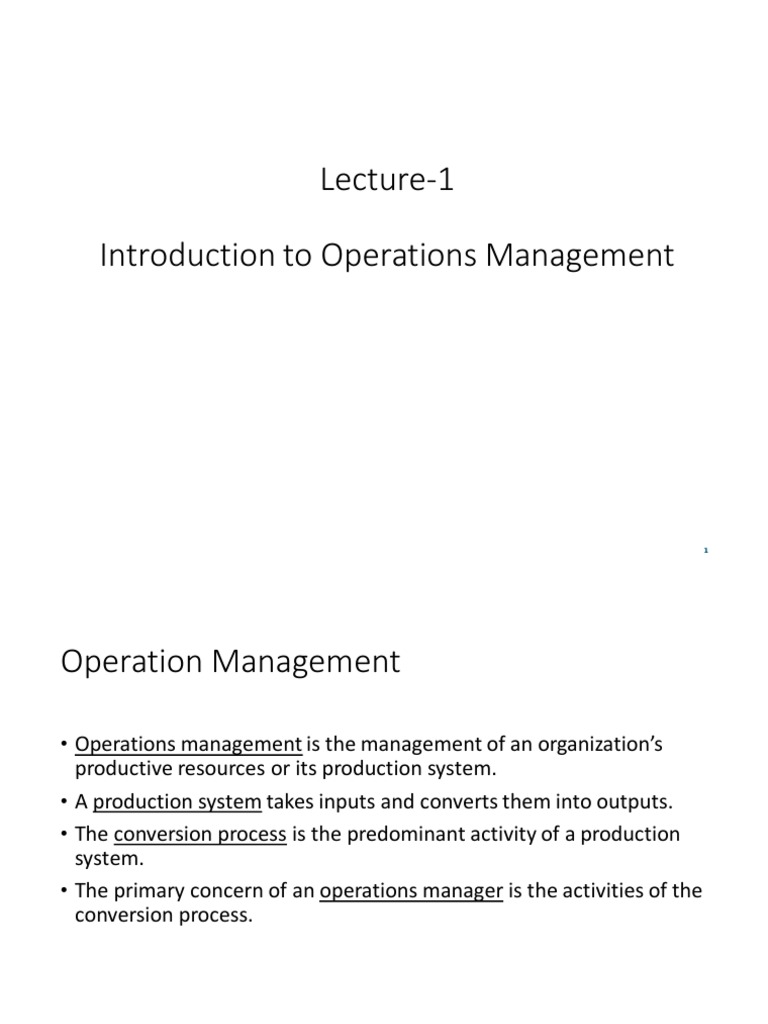 Introduction to Operations Management | PDF | Supply Chain | Strategic ...