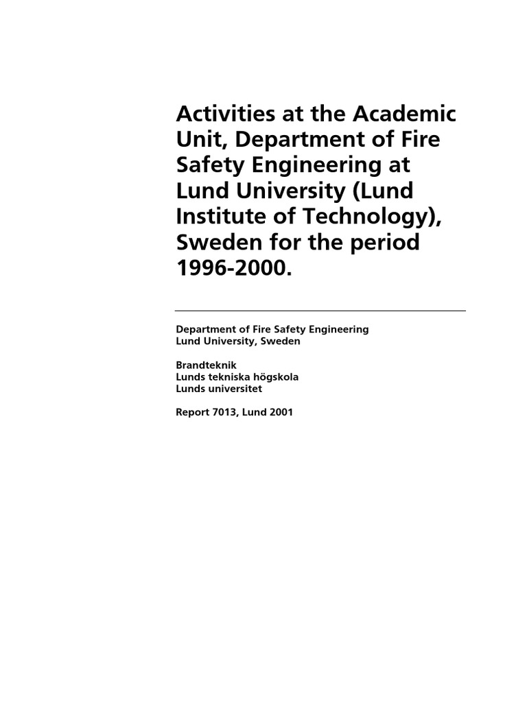 Activities at The Academic Unit, Department of Fire Safety Engineering