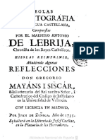 Reglas de Ortografia en La Lengua Castellana -Antonio de Lebrija - Madrid 1735