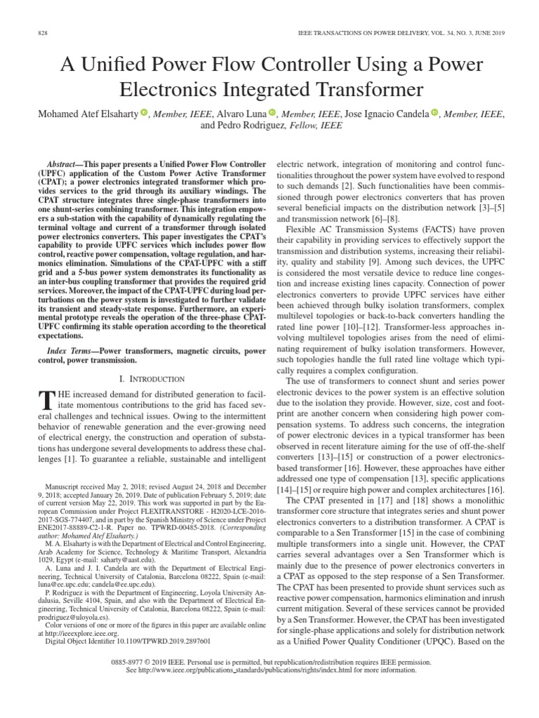 A Unified Power Flow Controller Using A Power | PDF | Transformer ...