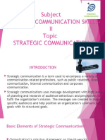 Subject Corporate Communication Skills-II Topic Strategic Communication
