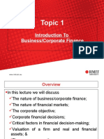 Topic 1: Introduction To Business/Corporate Finance