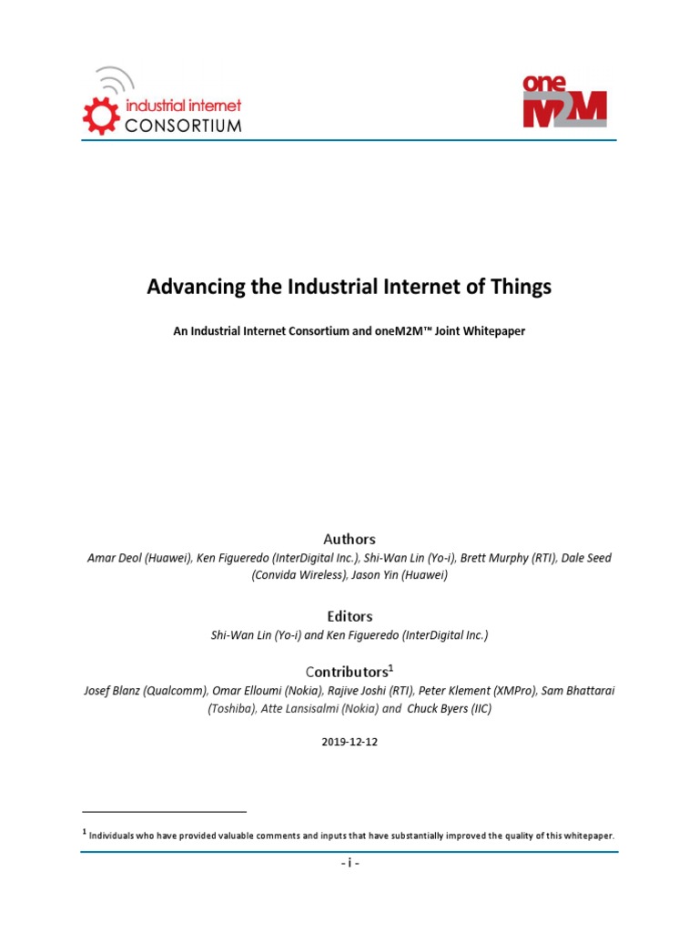 Advancing The Industrial Internet of Things: Authors | PDF | Internet ...