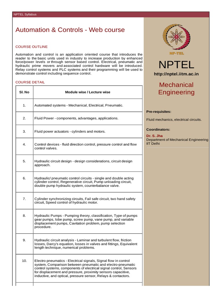 Nptel Automation & Controls  Course Download Free PDF Programmable Logic Controller