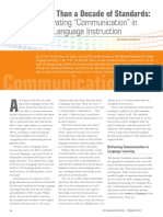 More Than A Decade of Standards:: Integrating "Communication" in Your Language Instruction