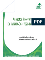 Aspectos Relevantes NMX EC 17020 IMNC 2014