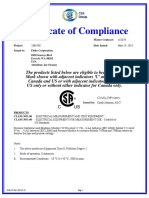 Fluke 719 721 750P Series CSA Certificate of Conformity