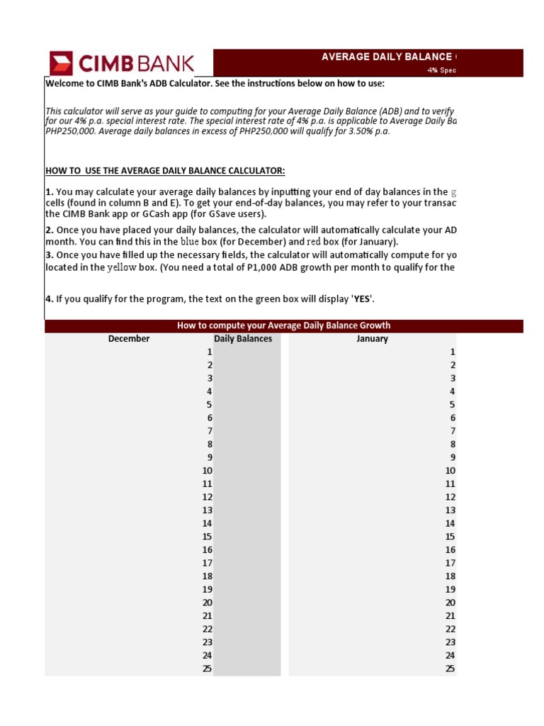 CIMB ADB Calculator Guide | PDF | Computing | Computing And Information ...