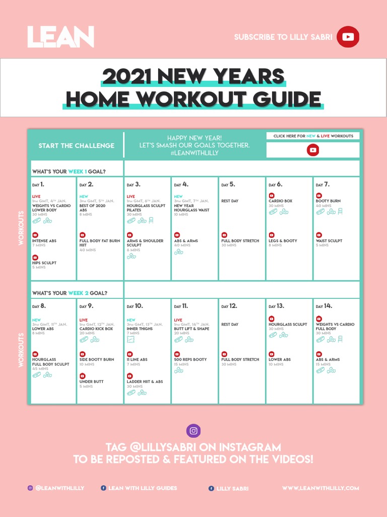 2021 New Years Home Workout Guide: Tag @lillysabri On Instagram To Be ...