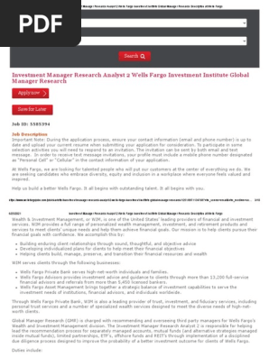 Investment Manager Research - Wells Fargo
