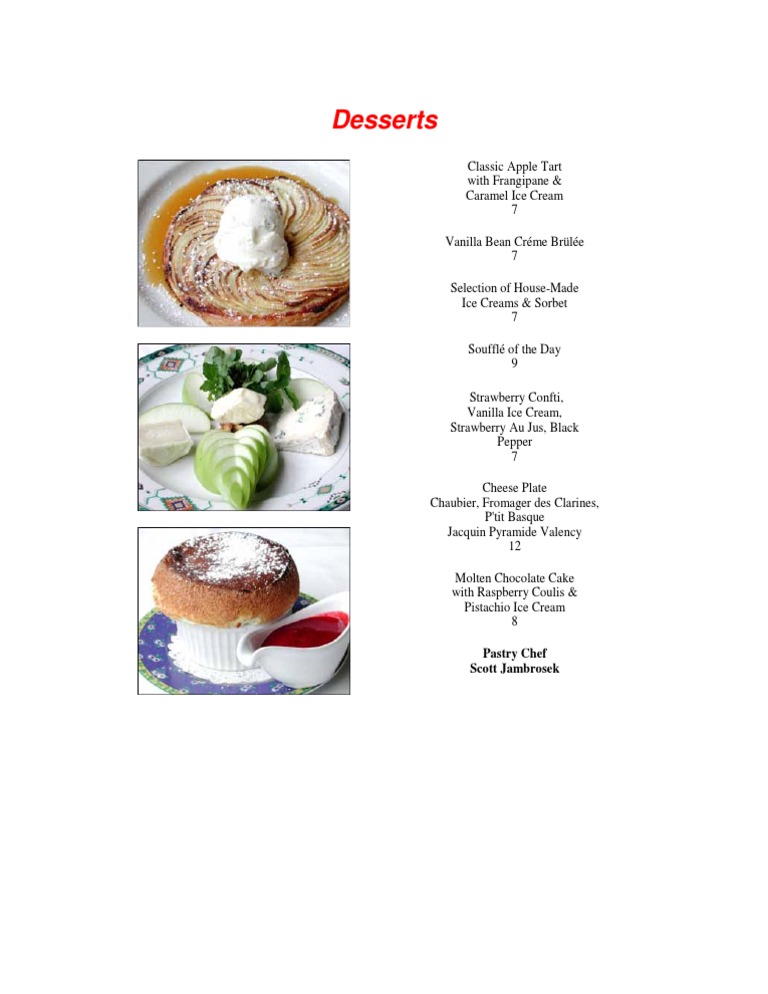 Gourmet Dessert Menu by Scott Jambrosek | PDF