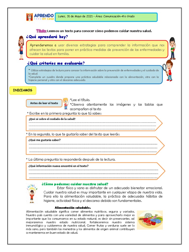 Sesión de Aprendizaje de Comunicación 4to Grado | Descargar gratis PDF ...