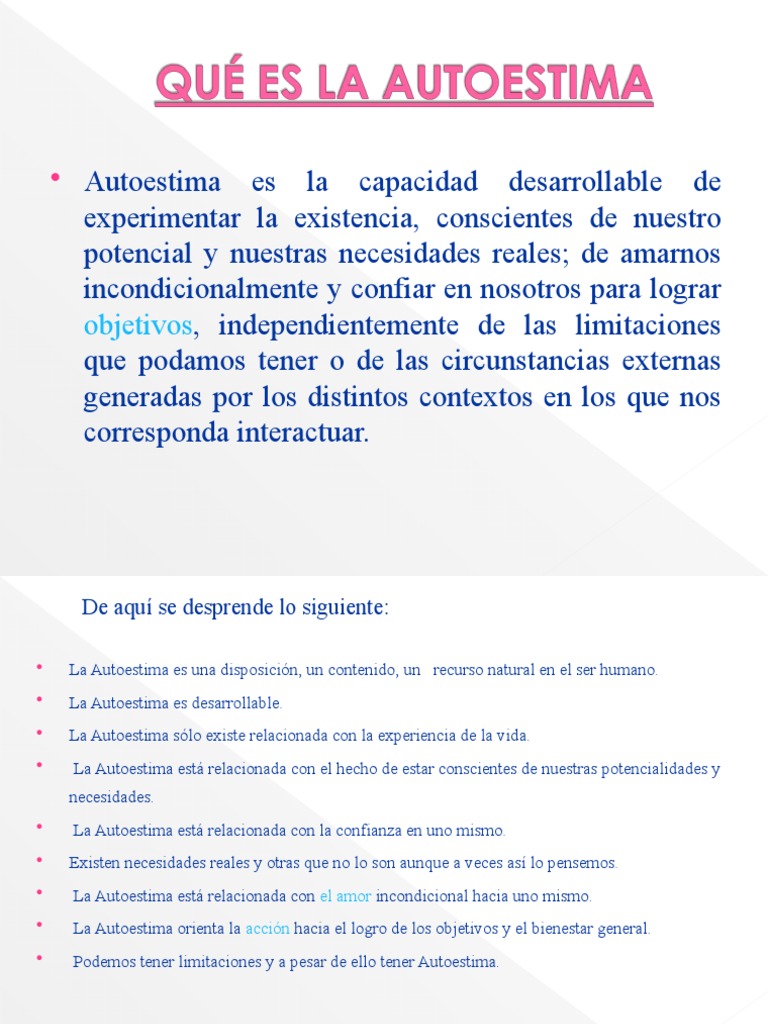 Importancia de la Autoestima y su Desarrollo | PDF | Autoestima | Mente ...
