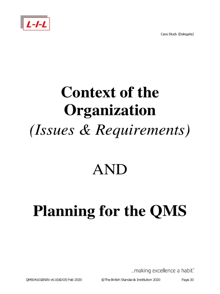 04.2 Case Study (Delegate) - QMS04101ENIN - v6 (AD03) - Feb2020 | PDF ...