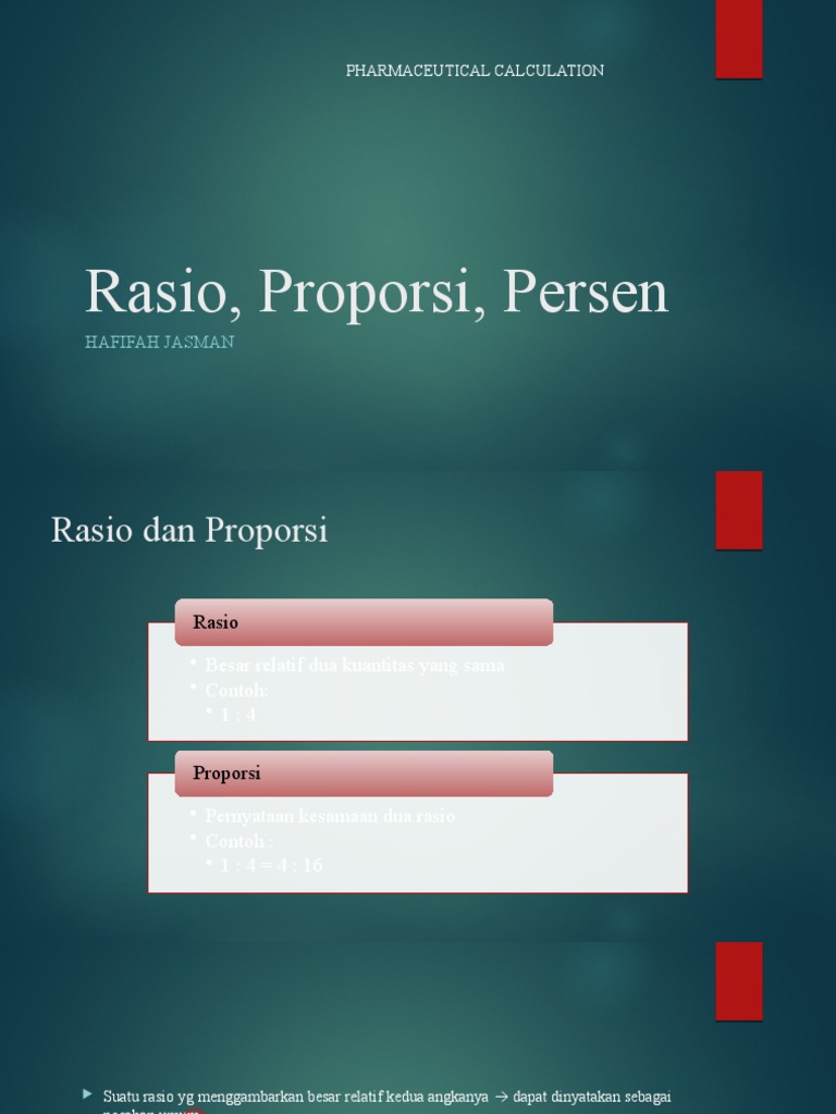 Rasio dan Proporsi dalam Farmasi | PDF