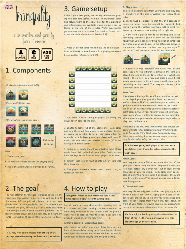 Tranquility Card Game Setup Guide | PDF | Card Games | Games Of Chance