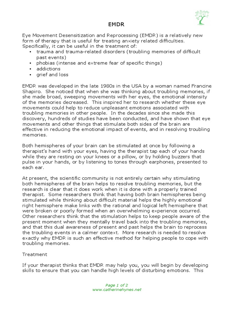 Tip Sheet Emdr | PDF | Eye Movement Desensitization And Reprocessing ...