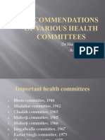 Recommendations of Various Health Committees