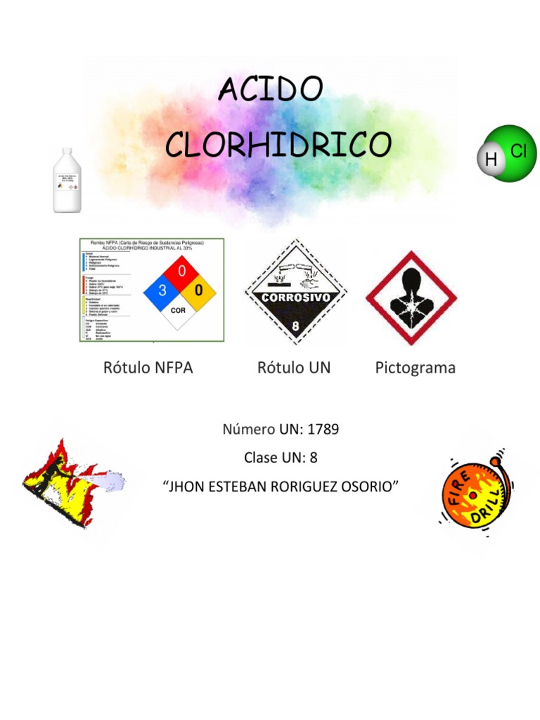 Acido Clorhidrico: Rótulo NFPA Rótulo UN Pictograma | PDF
