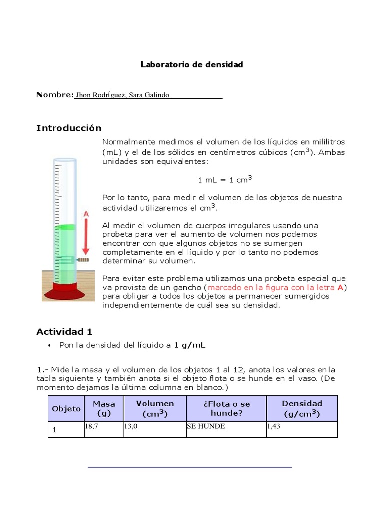 Centimetros Cubicos Y Mililitros Es Lo Mismo DENSIDAD | PDF | Densidad | Volumen