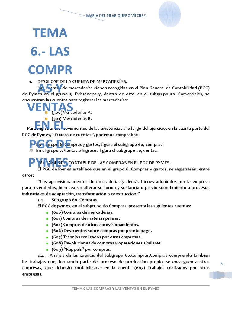 Compras y Ventas en el PGC de PYMES | PDF | Impuesto al valor agregado ...