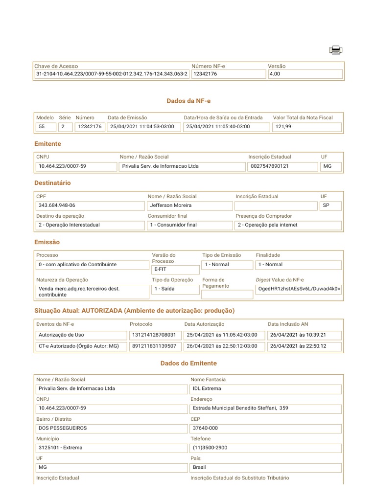 Portal Da Nota Fiscal Eletrônica Privalia Completa | PDF | Recibo |  Indústrias de serviços