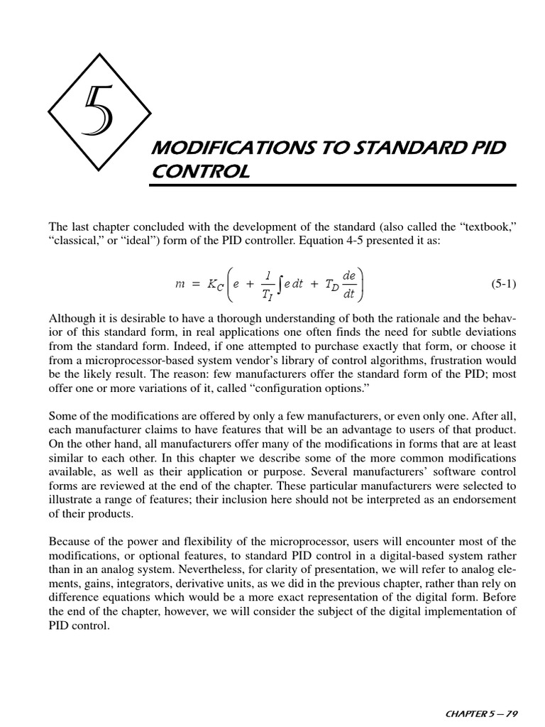 BasicAndAdvancedRegulatoryControl MODIFICATIONS TO STANDARD PID