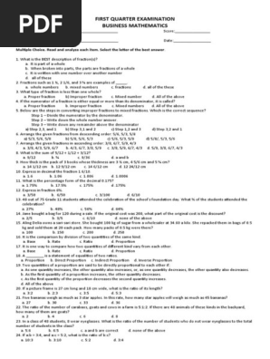1ST Quarter Exam BUSINESS MATH 2019-2020