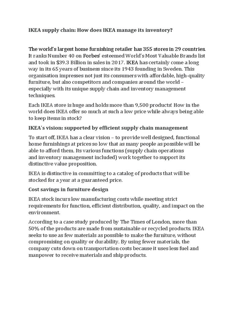 Ikea Inventory Management PDF Inventory Warehouse