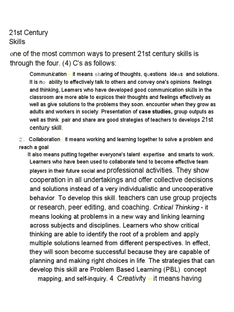 21st Century Skills | PDF | Learning | Teachers