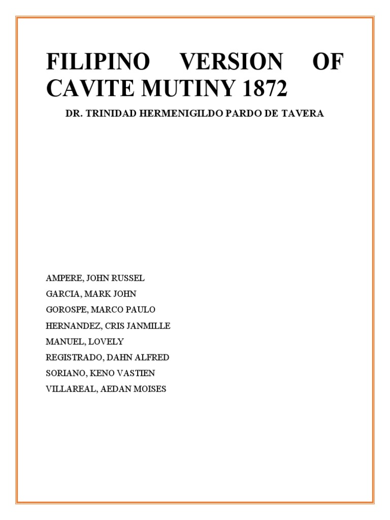 Filipino Version of The Cavite Mutiny 1872 PDF Spanish Colonization