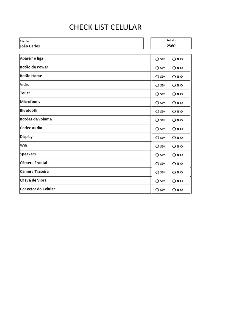 Checklist de Verificação de Celular | PDF